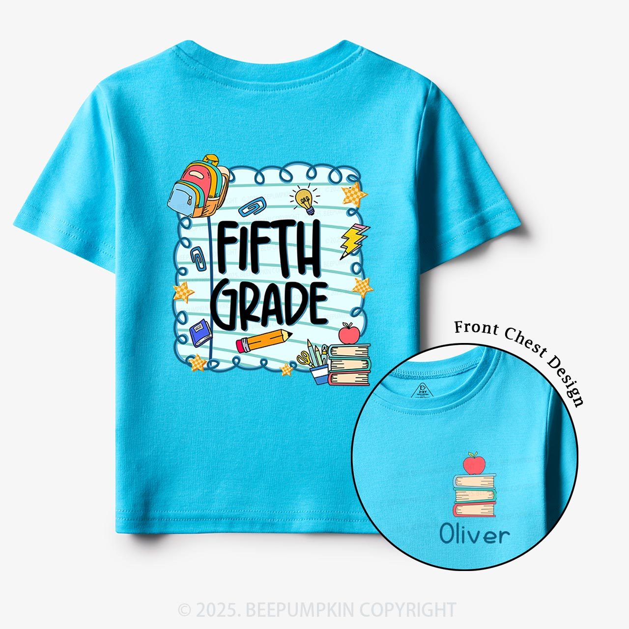 Personalized Apple Book Learning Toddler&Kid's Tees Beepumpkin