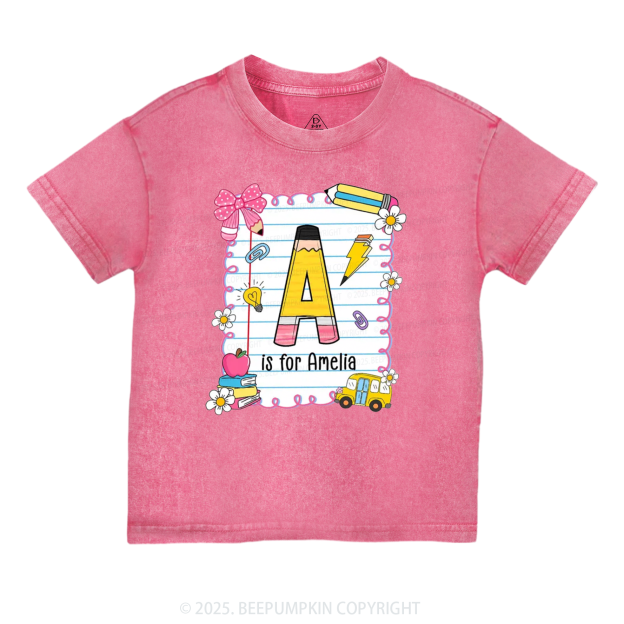 Personalized Alphabet Pencil Name Toddler&Kids Washed Tees