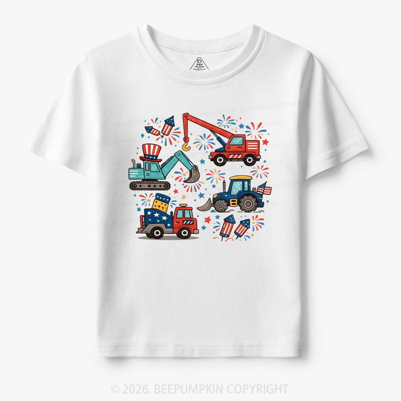 4th of July Construction Patriotic Truck Toddler&Kid's Tees