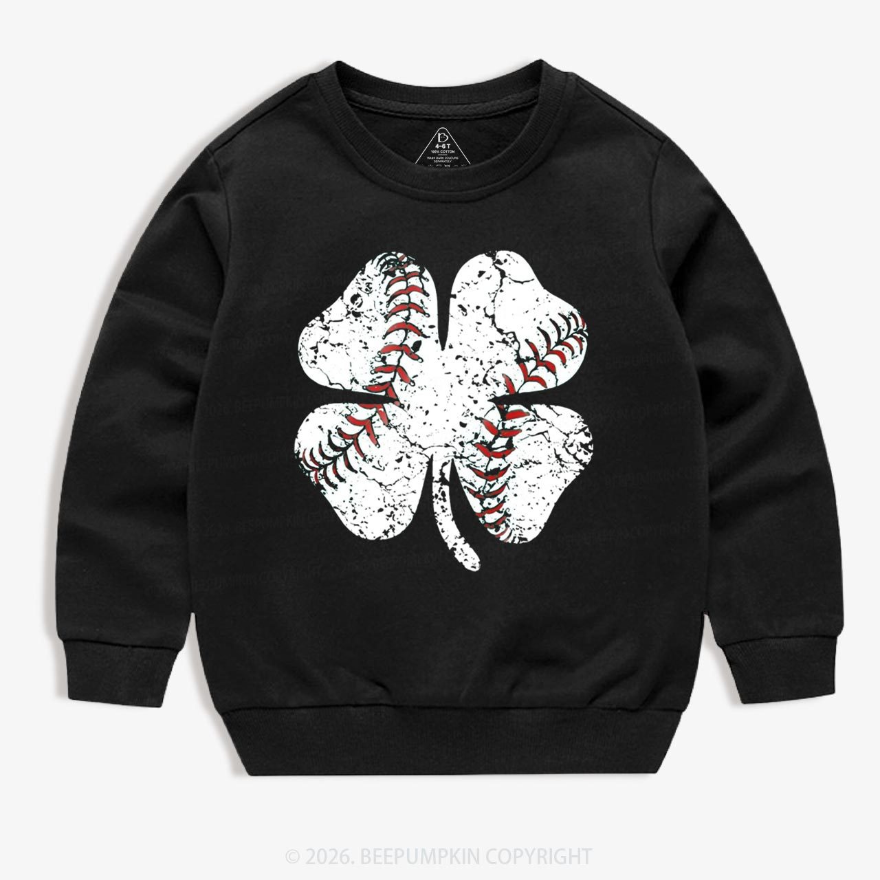 Baseball Shamrock St Patrick's Day Kid's Sweatshirt