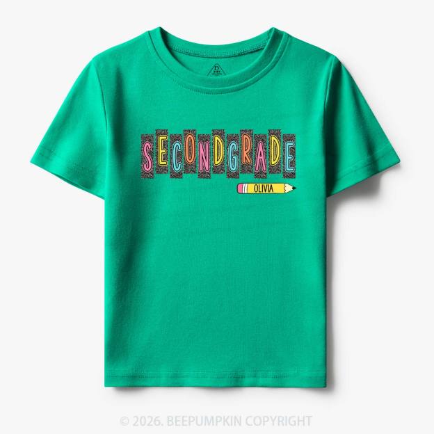 Personalized Name Preppy Daisy Floral Back to School Toddler&Kid's Tees