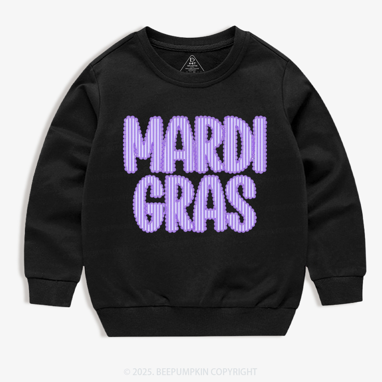 Purple Seersucker Mardi Gras Kid's Sweatshirt