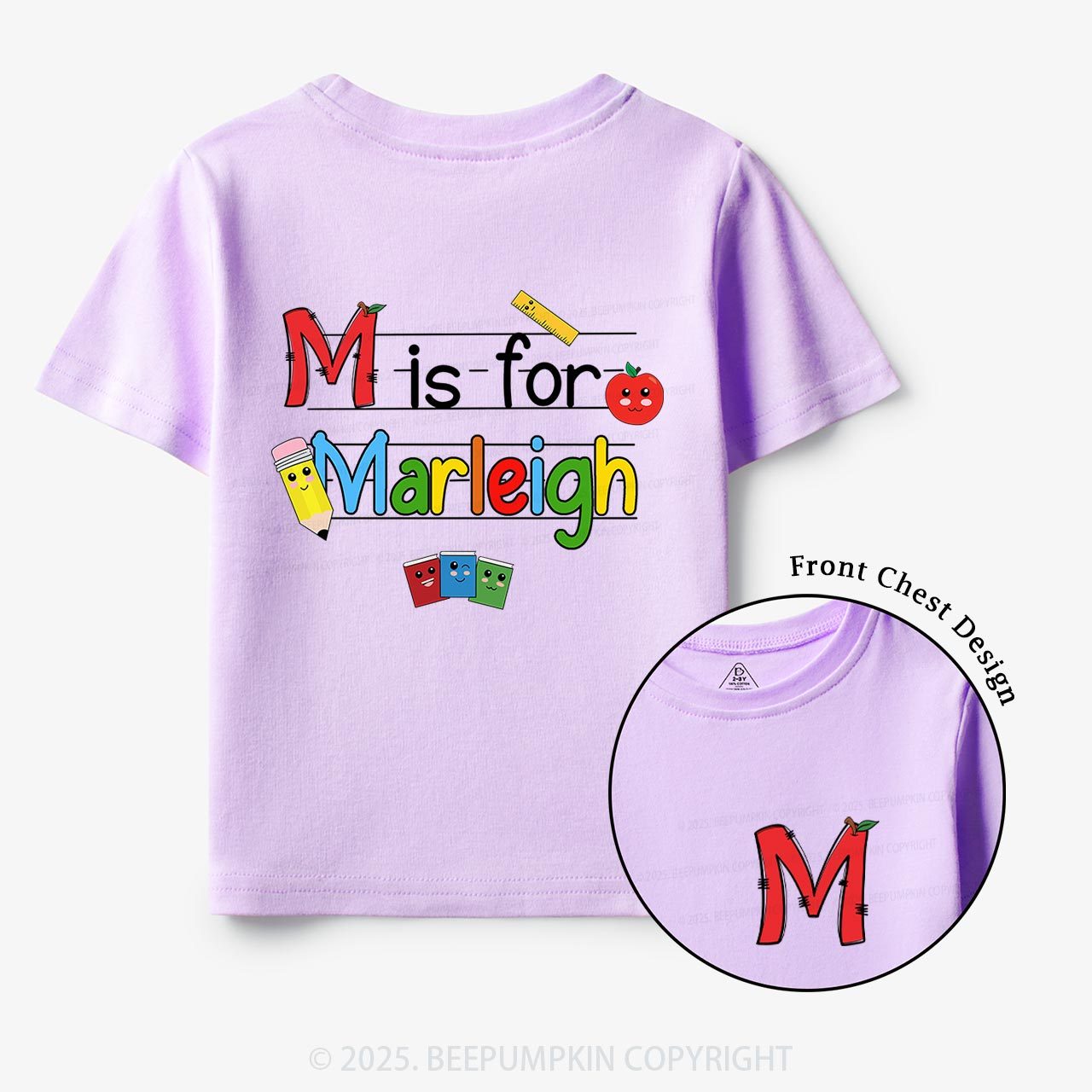 Personalized Kids Color Name Back To School Toddler&Kid's Tees Beepumpkin