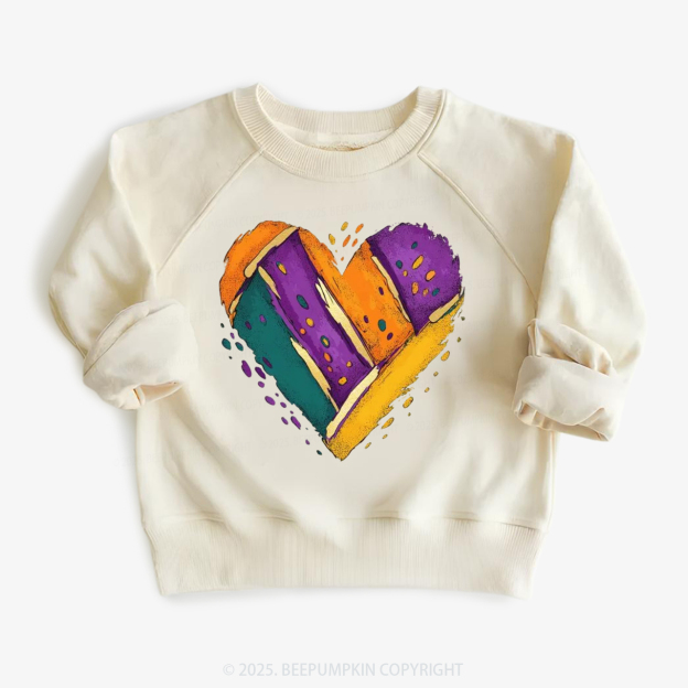 Mardi Gras Heart Kid's Sweatshirt