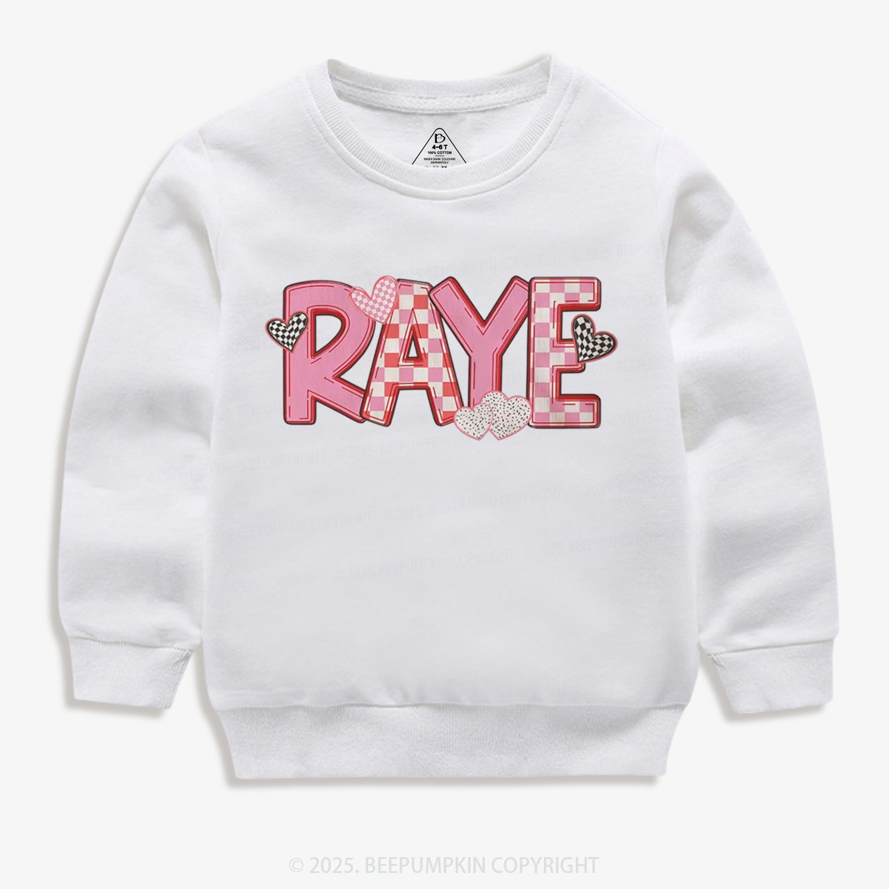 Personalized Heart Check Name Valentine's Day Kid's Sweatshirt