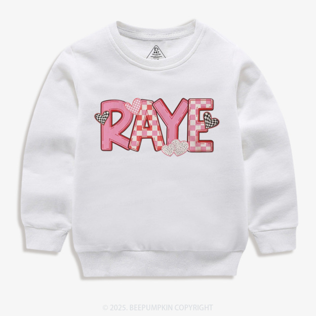 Personalized Heart Check Name Valentine's Day Kid's Sweatshirt