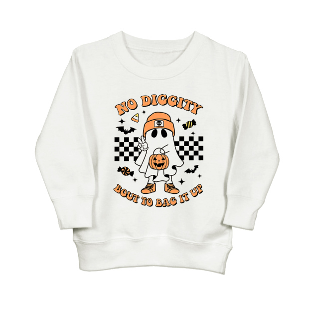 Halloween No Diggity Bout To Bag It Up Kids Sweatshirt