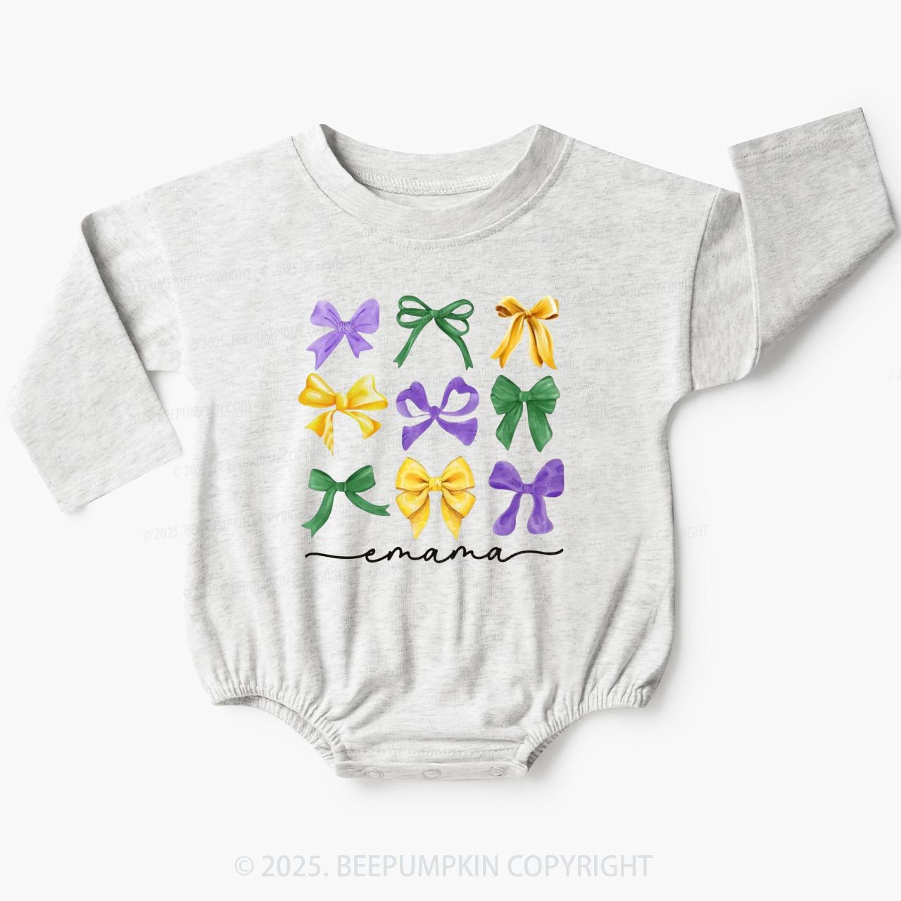 Personalized Carnival Bow Name Baby Bubble Romper Beepumpkin
