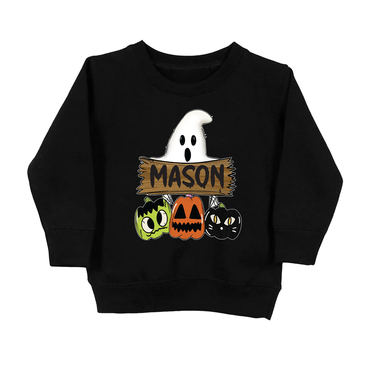 Custom Fall Halloween Pumpkin Cat Sweatshirt For Kids