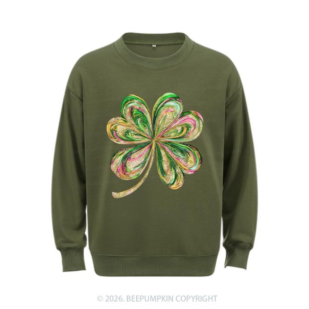 Retro Lucky Shamrock St Patrick's Day Aldult Sweatshirt