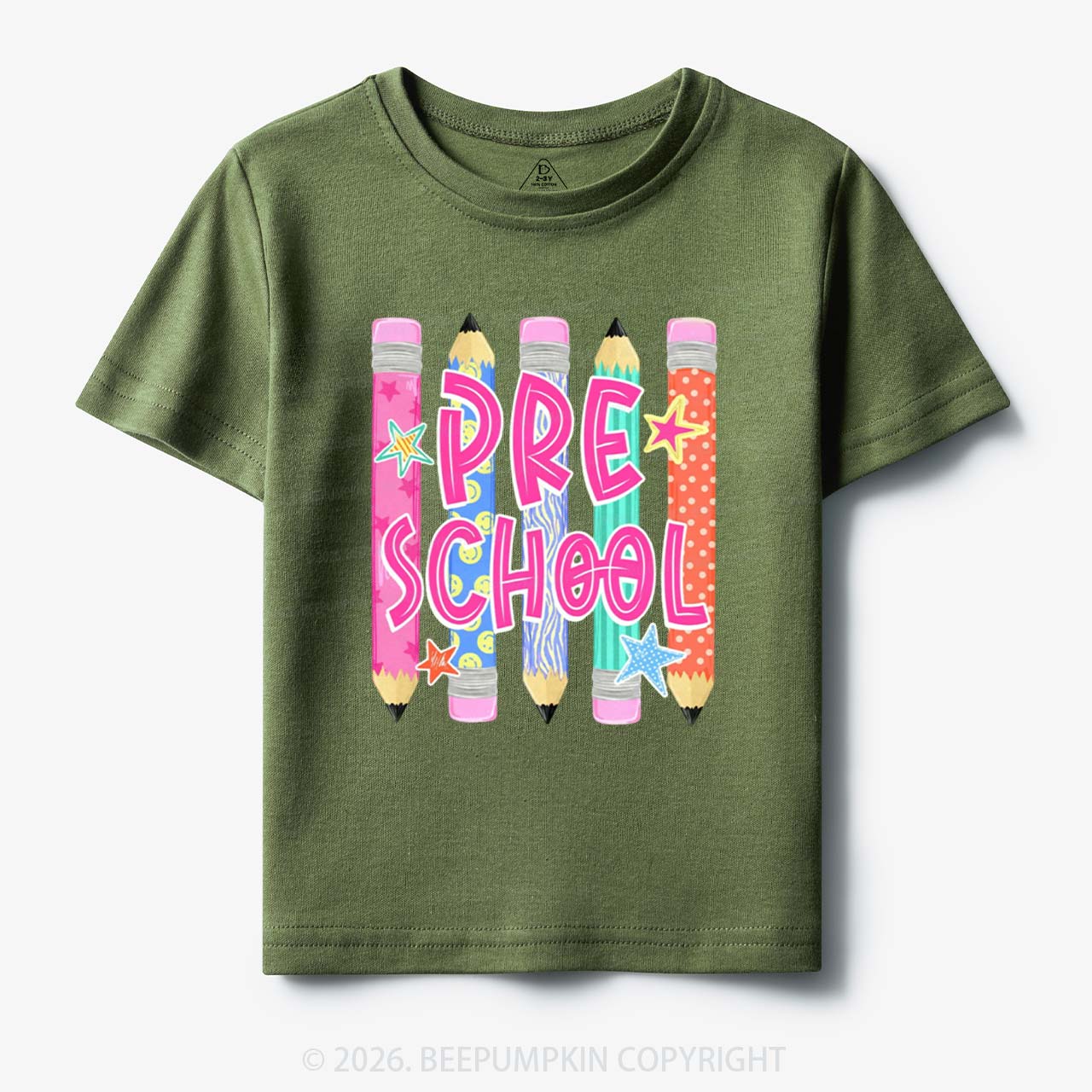 Personalized Grade Level Colorful Pencil Toddler&Kid's Tees