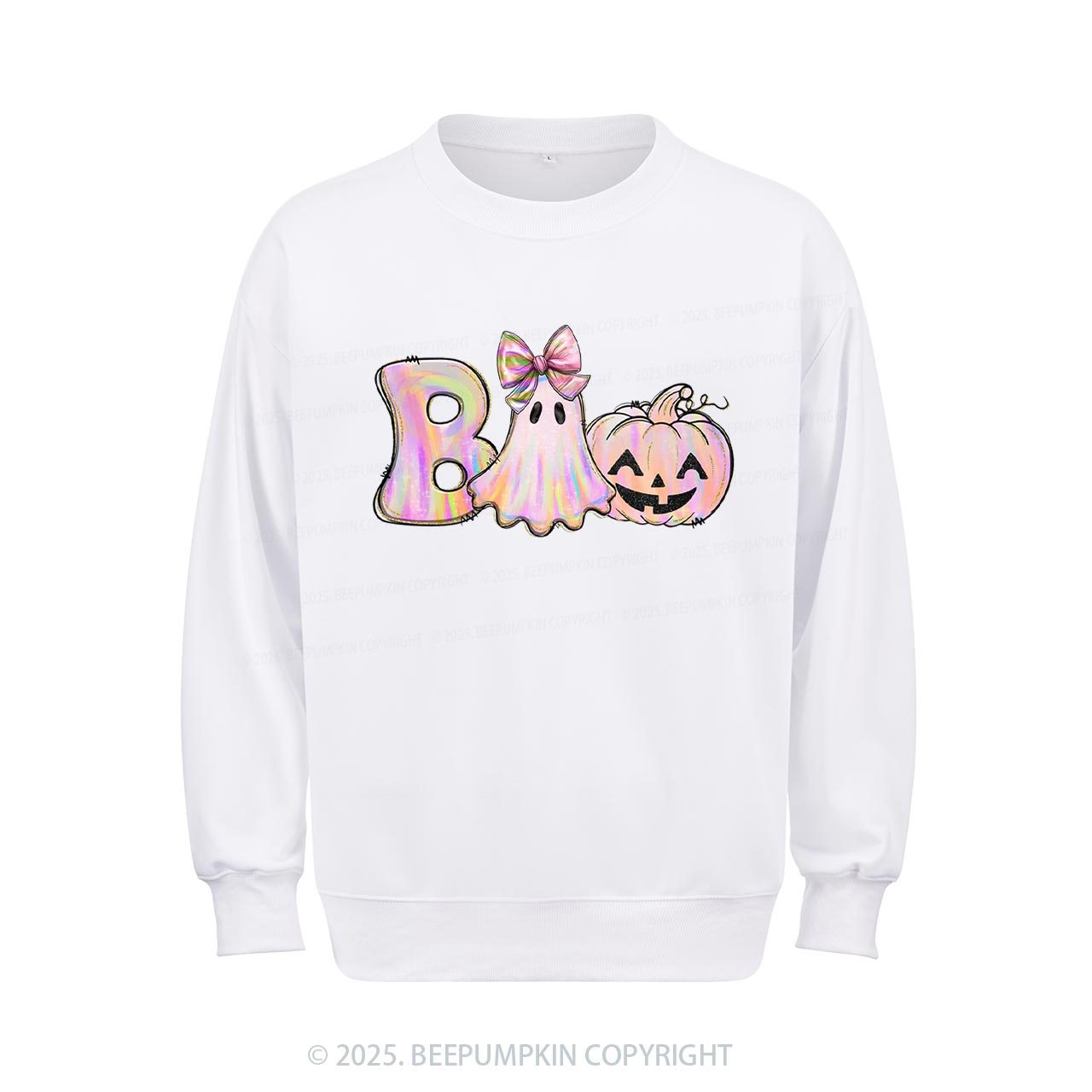 Halloween Iridescent Ghost Pumpkin Sweatshirt Beepumpkin