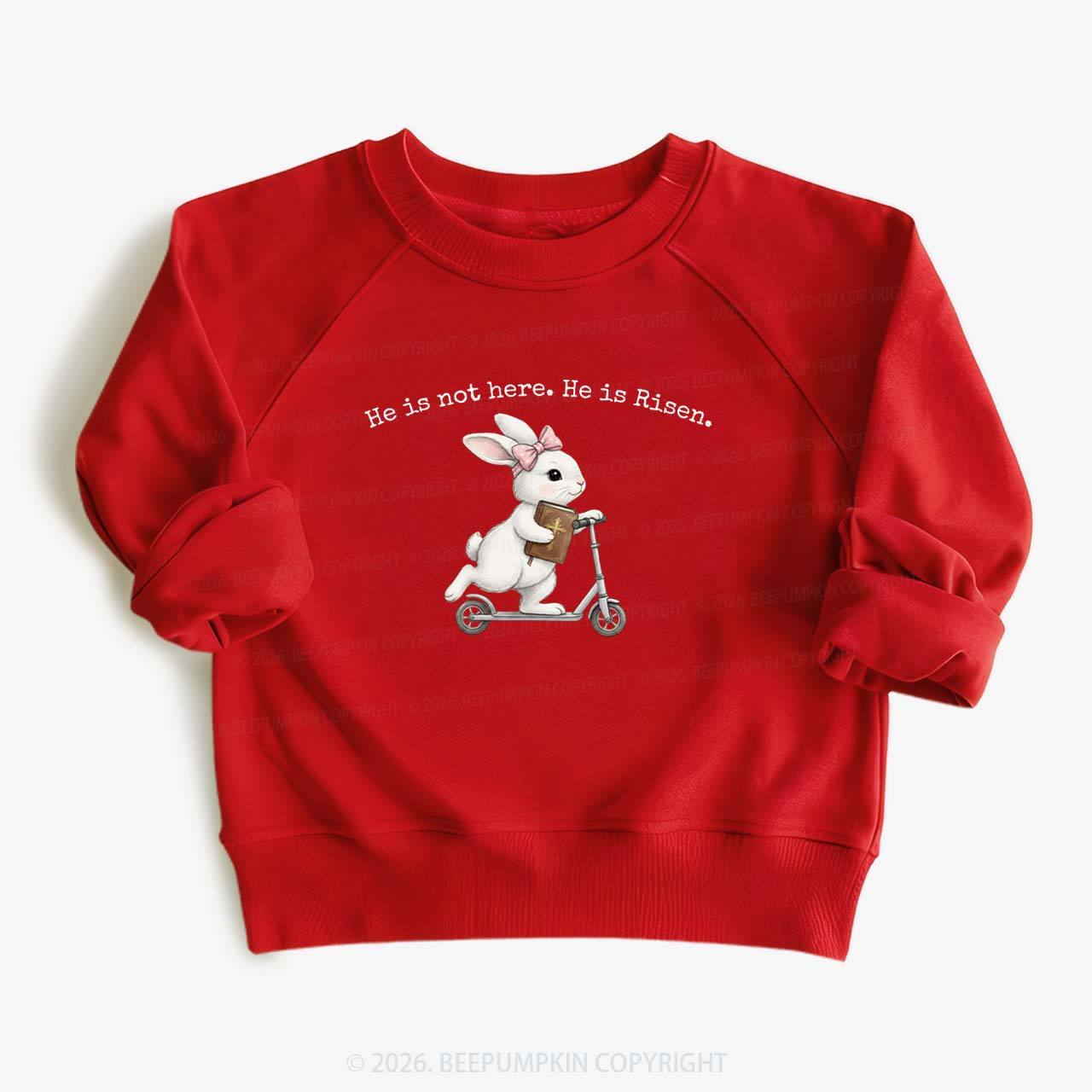 He Is Not Here He is Risen Rabbit Christian Easter Kid's Sweatshirt