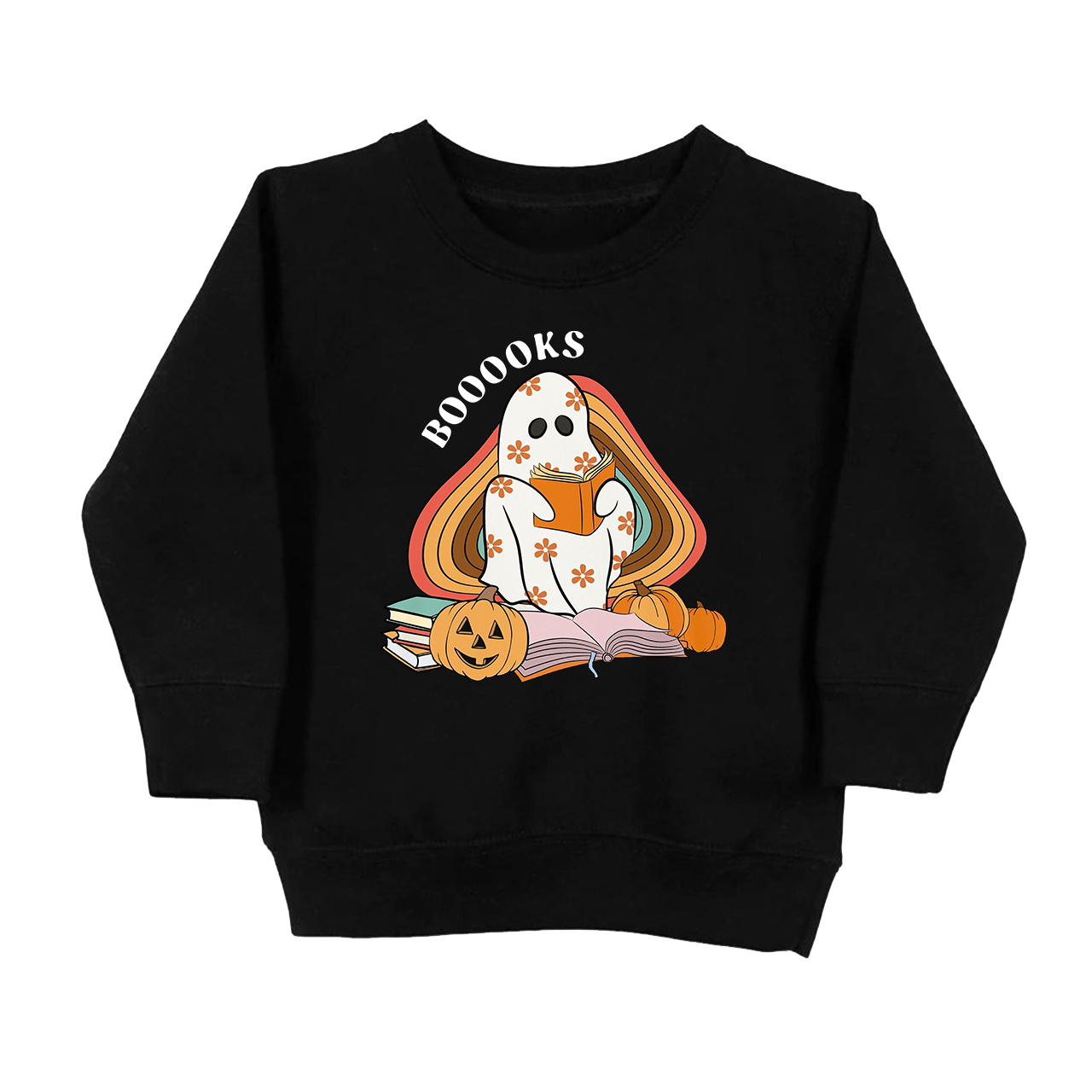 Retro Books Ghost Halloween Toddler Sweatshirt