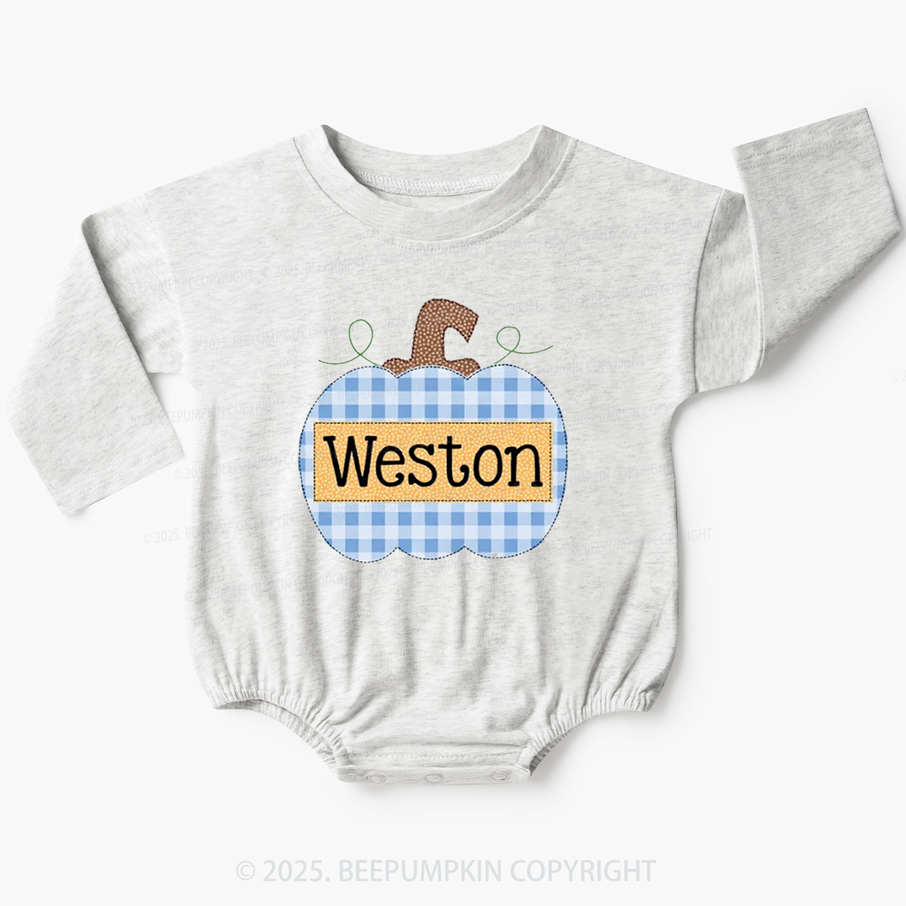 Personalized Lattice Pumpkin Name Baby Bubble Romper Beepumpkin