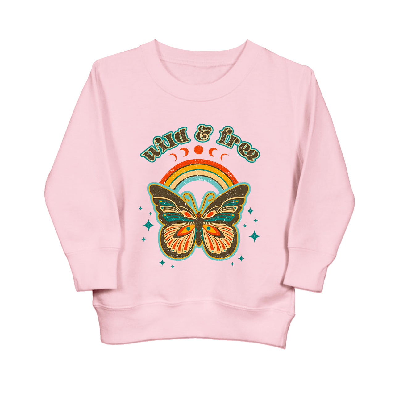Retro Boho Wild And Free Kids Sweatshirt