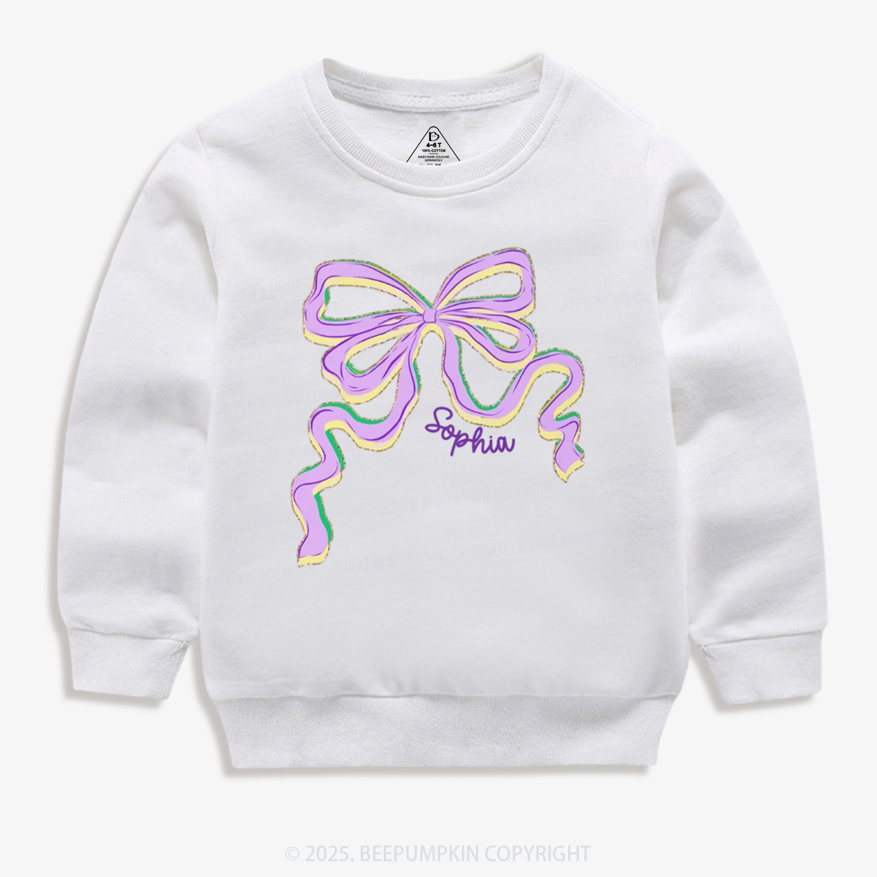 Personalized Sugar Bow Mardi Gras Kid's Sweatshirt