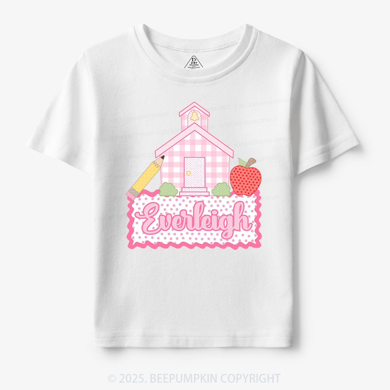 Personalized Pink Schoolhouse Toddler&Kid's Tees Beepumpkin