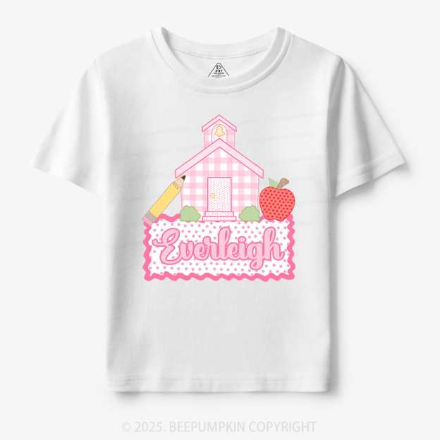 Personalized Pink Schoolhouse Toddler&Kid's Tees Beepumpkin