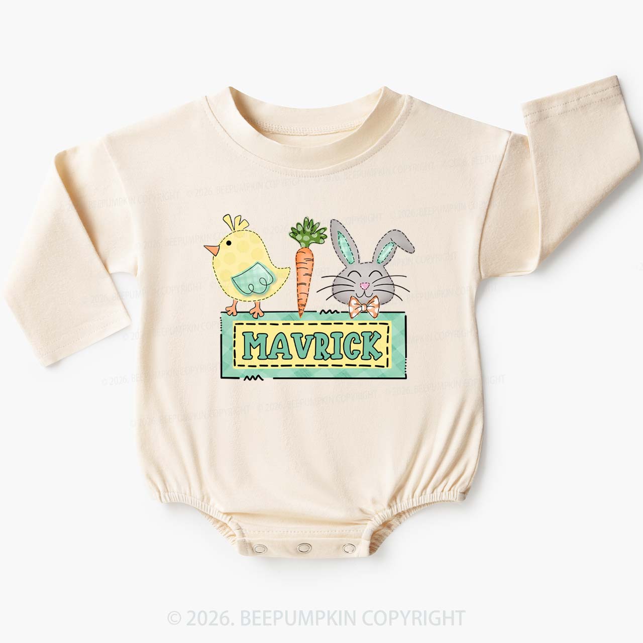 Personalized Name Easter Bunny Carrot Baby Bubble Romper