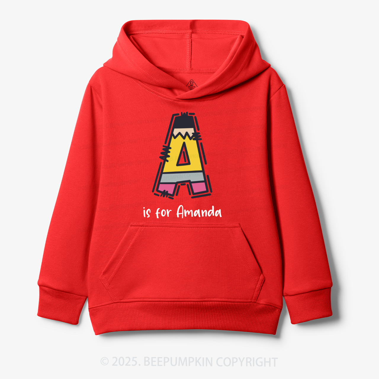 Personalized Pencil Letter Kid's Hoodies Beepumpkin