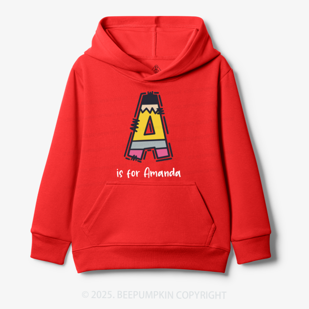 Personalized Pencil Letter Kid's Hoodies Beepumpkin