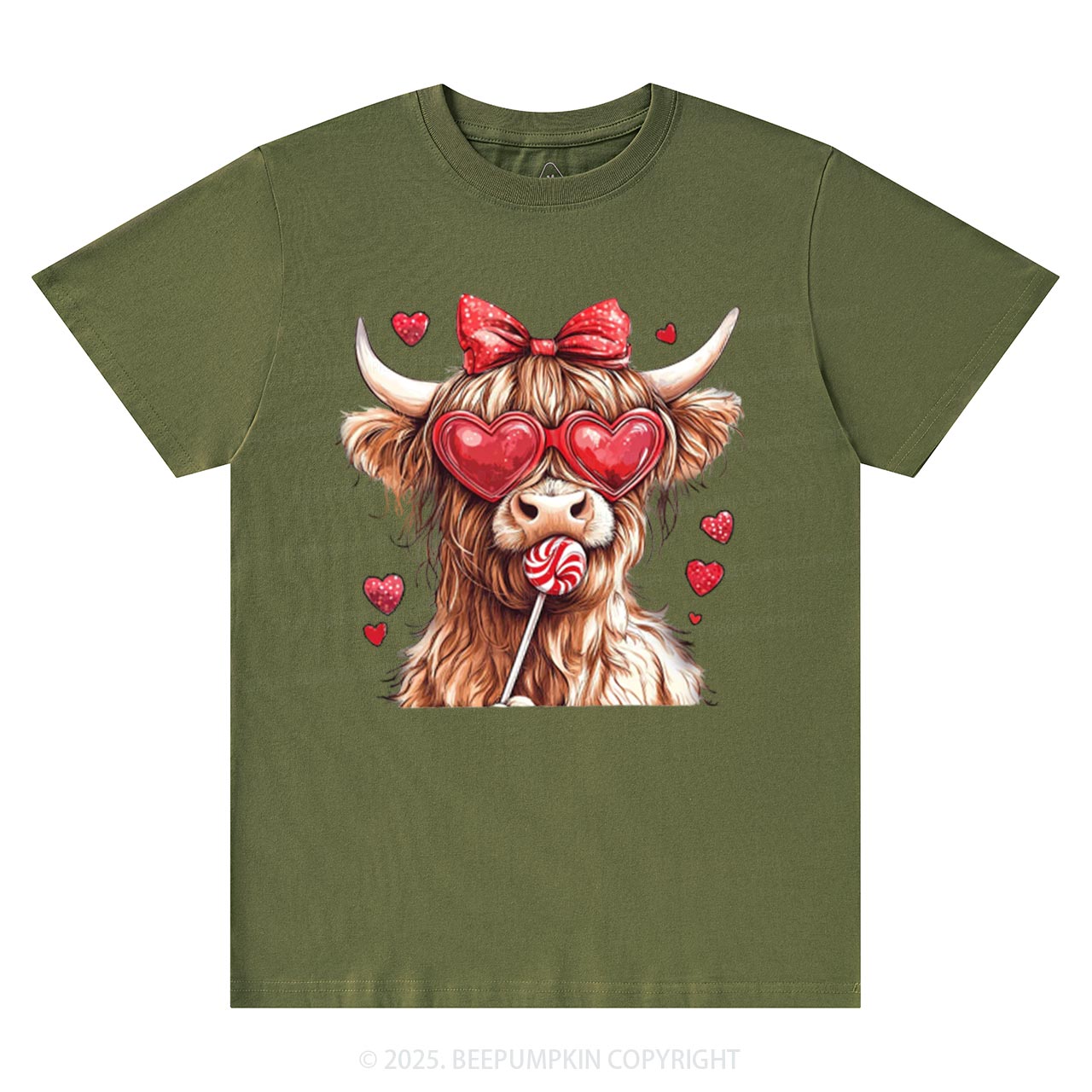 Highland Cow Valentine's Day T-Shirts Beepumpkin