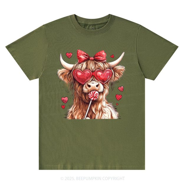Highland Cow Valentine's Day T-Shirts Beepumpkin