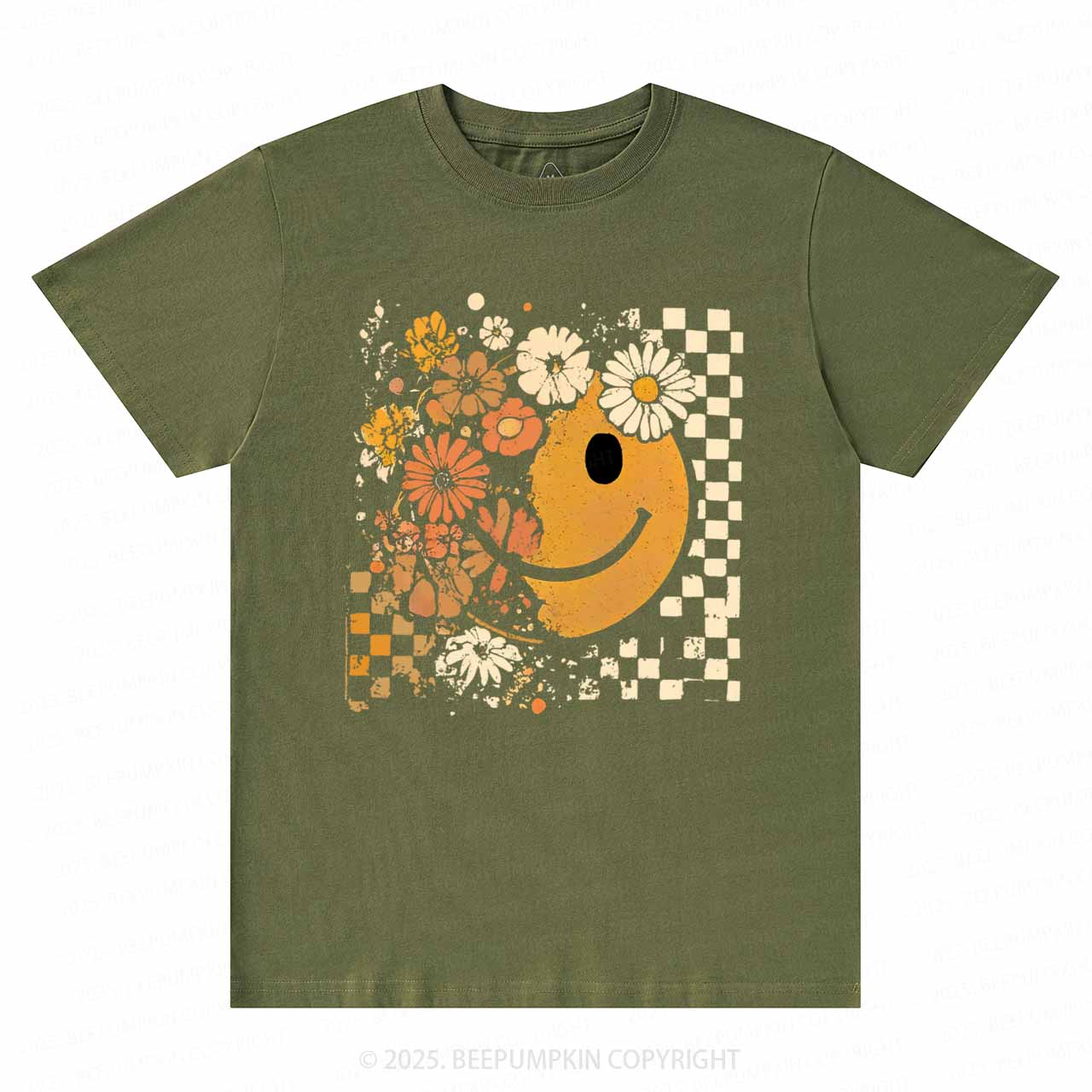 Floral Fall Smiley Face T-Shirts Beepumpkin 