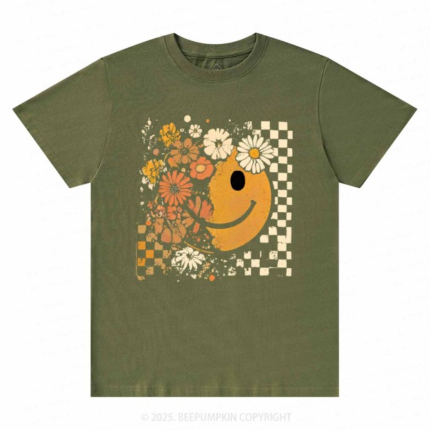 Floral Fall Smiley Face T-Shirts Beepumpkin 