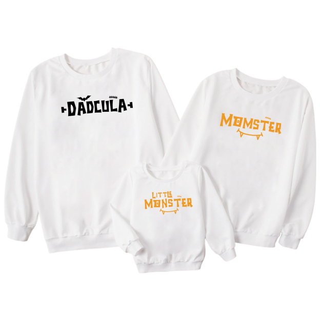 Funny Halloween Momster Dadcula Little Monster Family Matching Sweatshirt