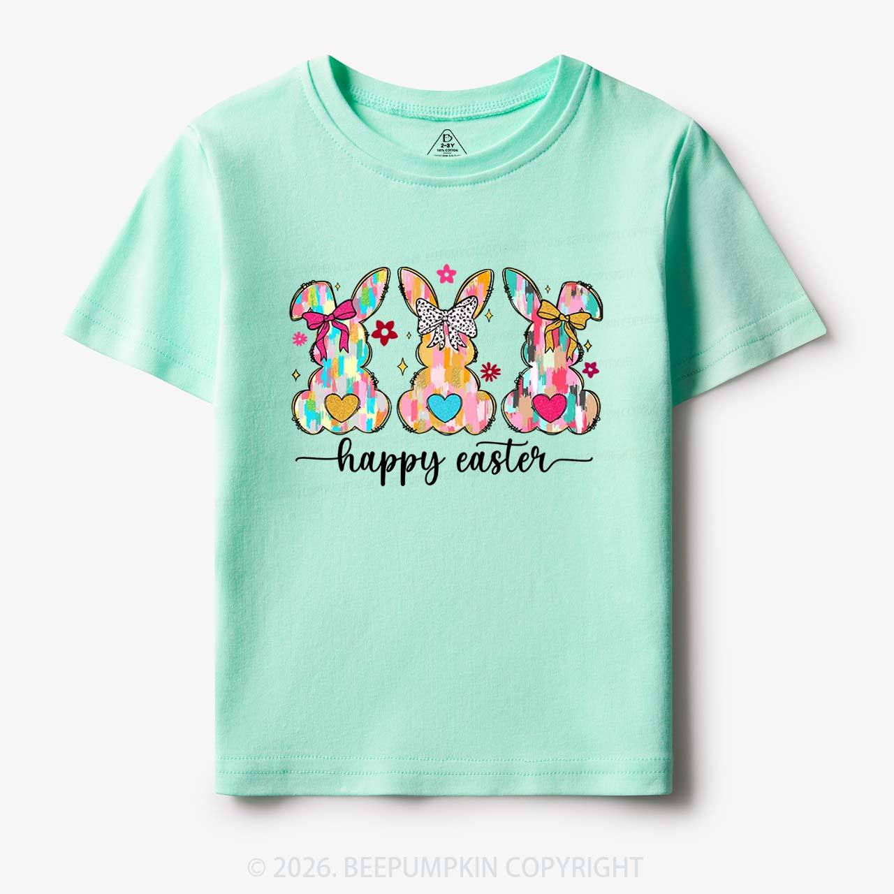 Pastel Brush Happy Easter Bunnie Toddler&Kid's Tees