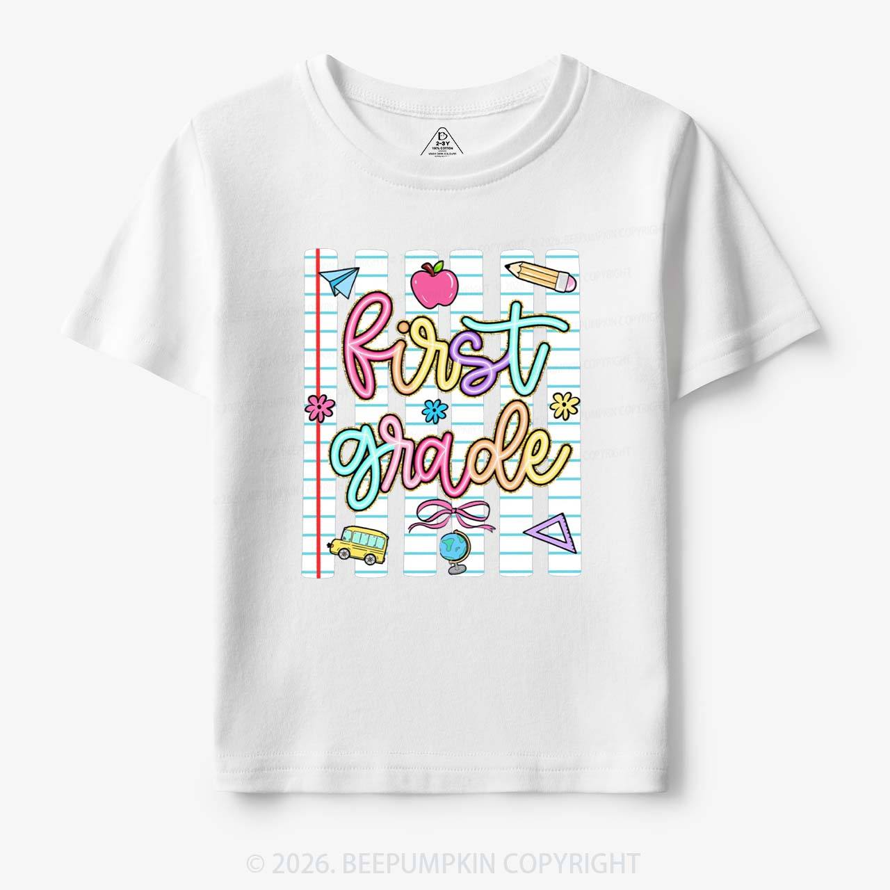 Personalized Colorful Striped Preppy Back To School Toddler&Kid's Tees