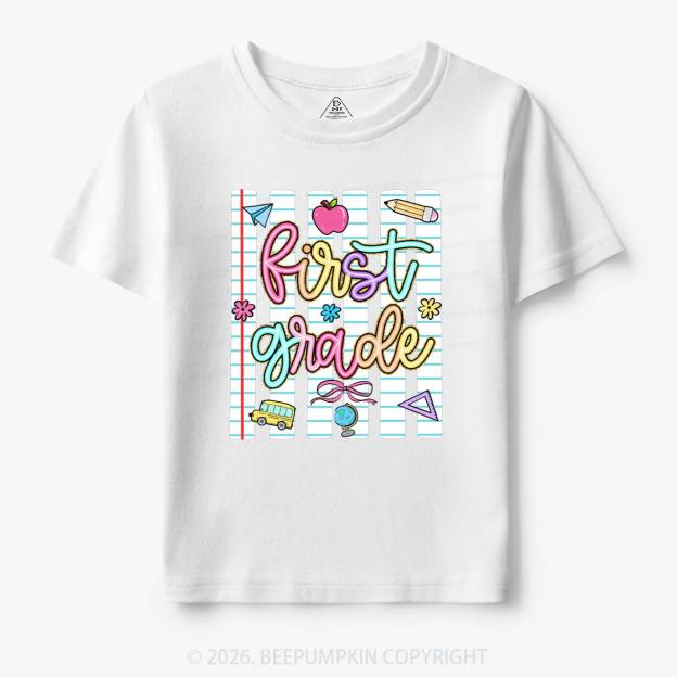Personalized Colorful Striped Preppy Back To School Toddler&Kid's Tees