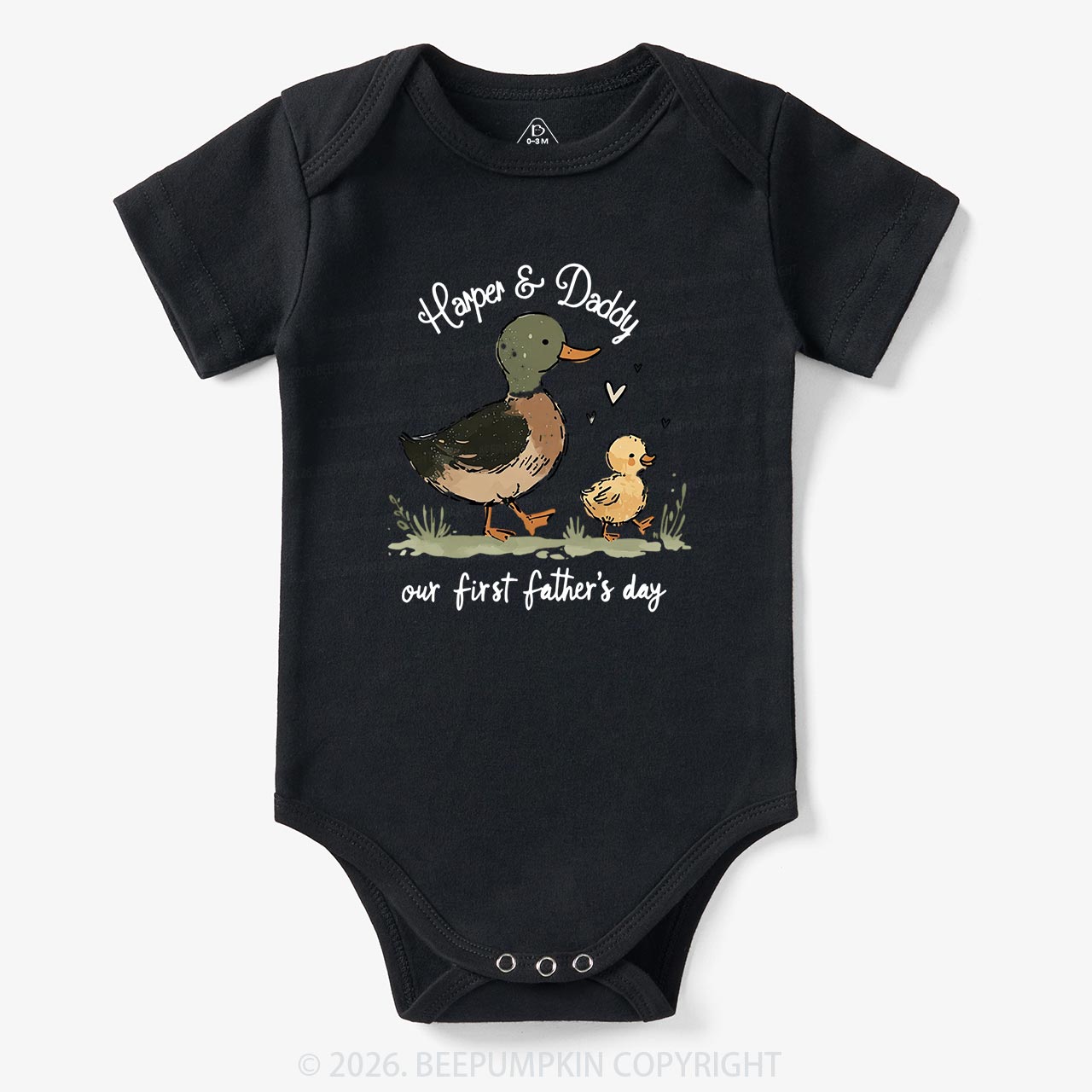 Personalized Duck Hunter First Father's Day Baby Bodysuit