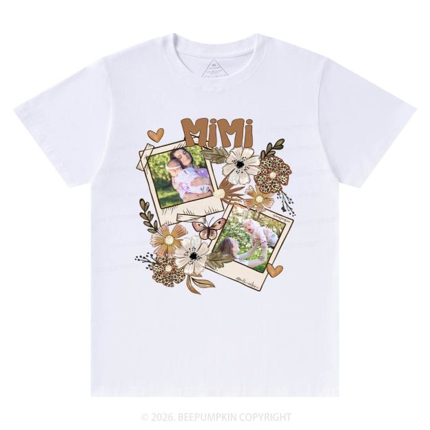 Personalized Photo With Floral T-Shirt For Mom