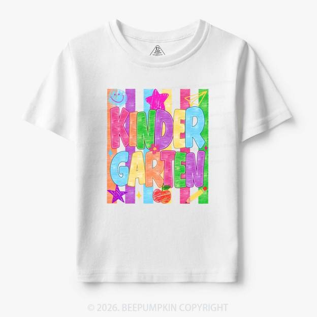 Personalized Crayon Colorful Drawn Striped Back To School Toddler&Kid's Tees