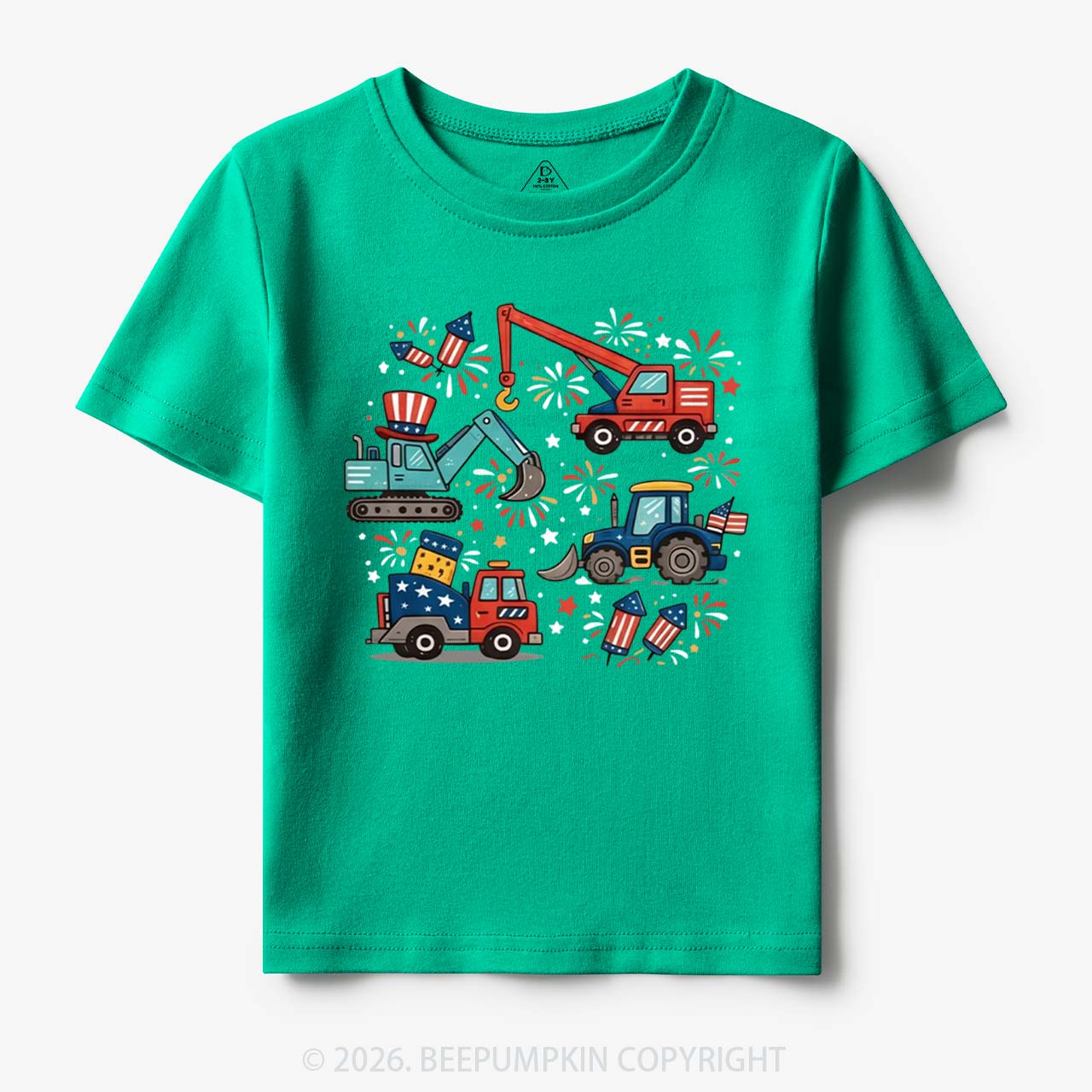 4th of July Construction Patriotic Truck Toddler&Kid's Tees