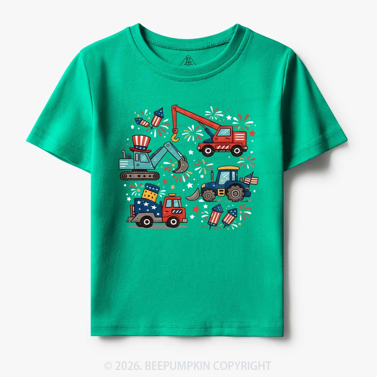 4th of July Construction Patriotic Truck Toddler&Kid's Tees