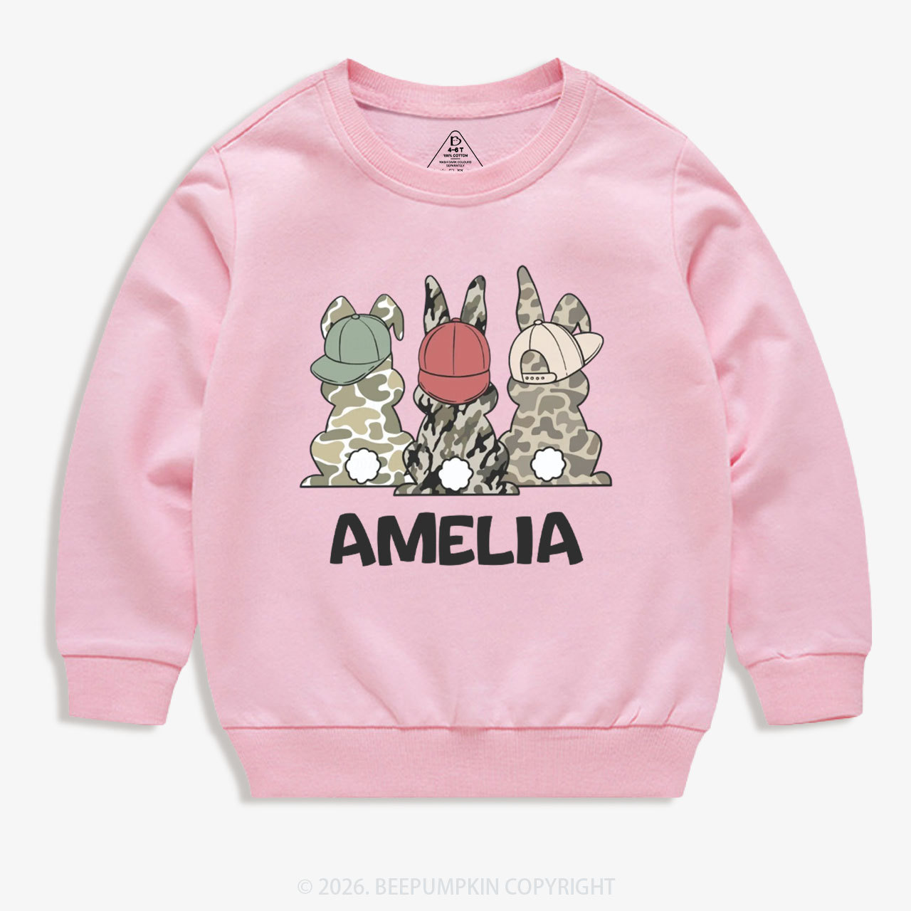 Personalized Camo Easter Bunny Kid's Sweatshirt