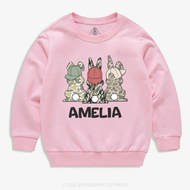 Personalized Camo Easter Bunny Kid's Sweatshirt