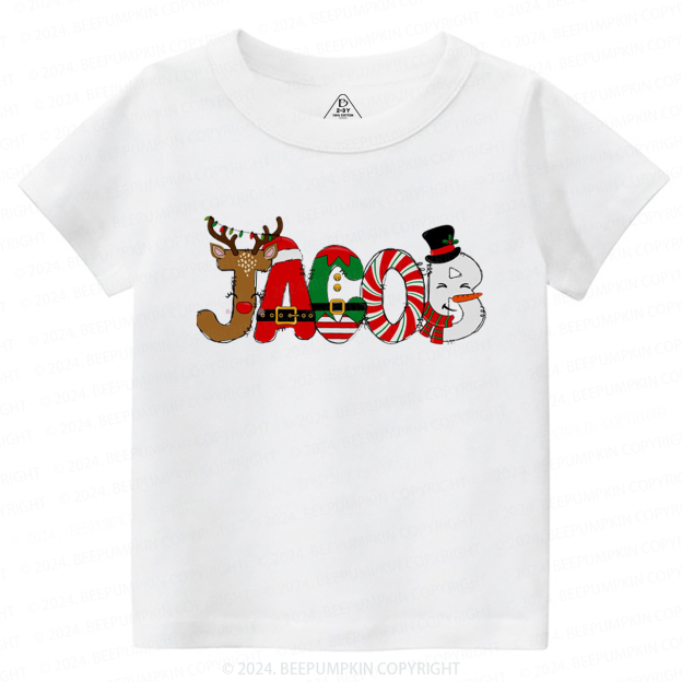 Personalized Christmas Colorful Monogram Toddler&Kids Tees 