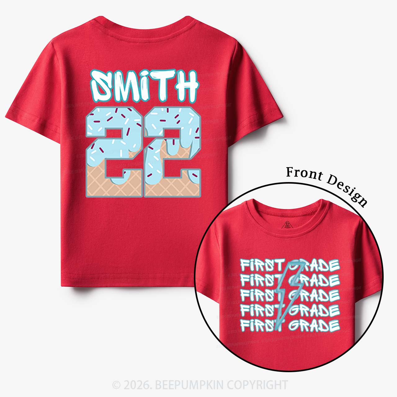 Personalized Blue Lightning Grade Toddler&Kid's Tees Beepumpkin
