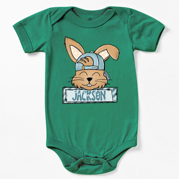 Personalized Bunny Boy’s Name Bodysuit Beepumpkin
