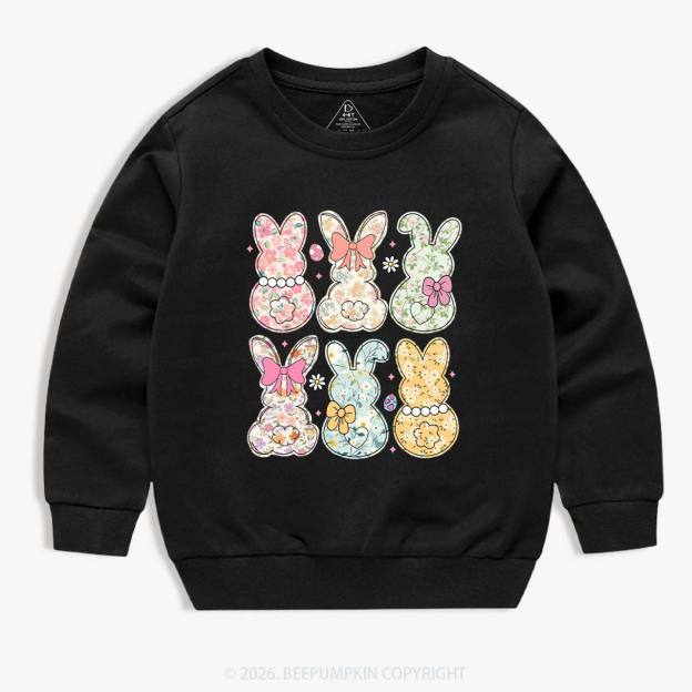 Vintage Spring Floral Bunny Bows Kid's Sweatshirt
