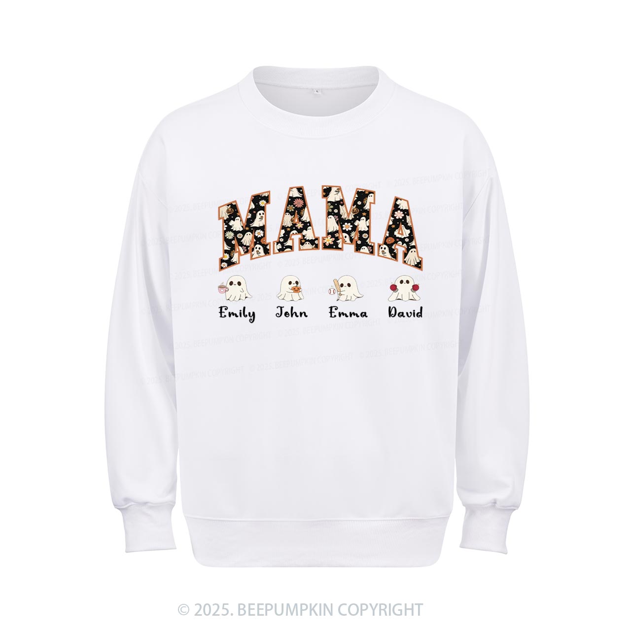 Personalized Ghost Mom Halloween Sweatshirt Beepumpkin