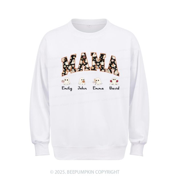 Personalized Ghost Mom Halloween Sweatshirt Beepumpkin