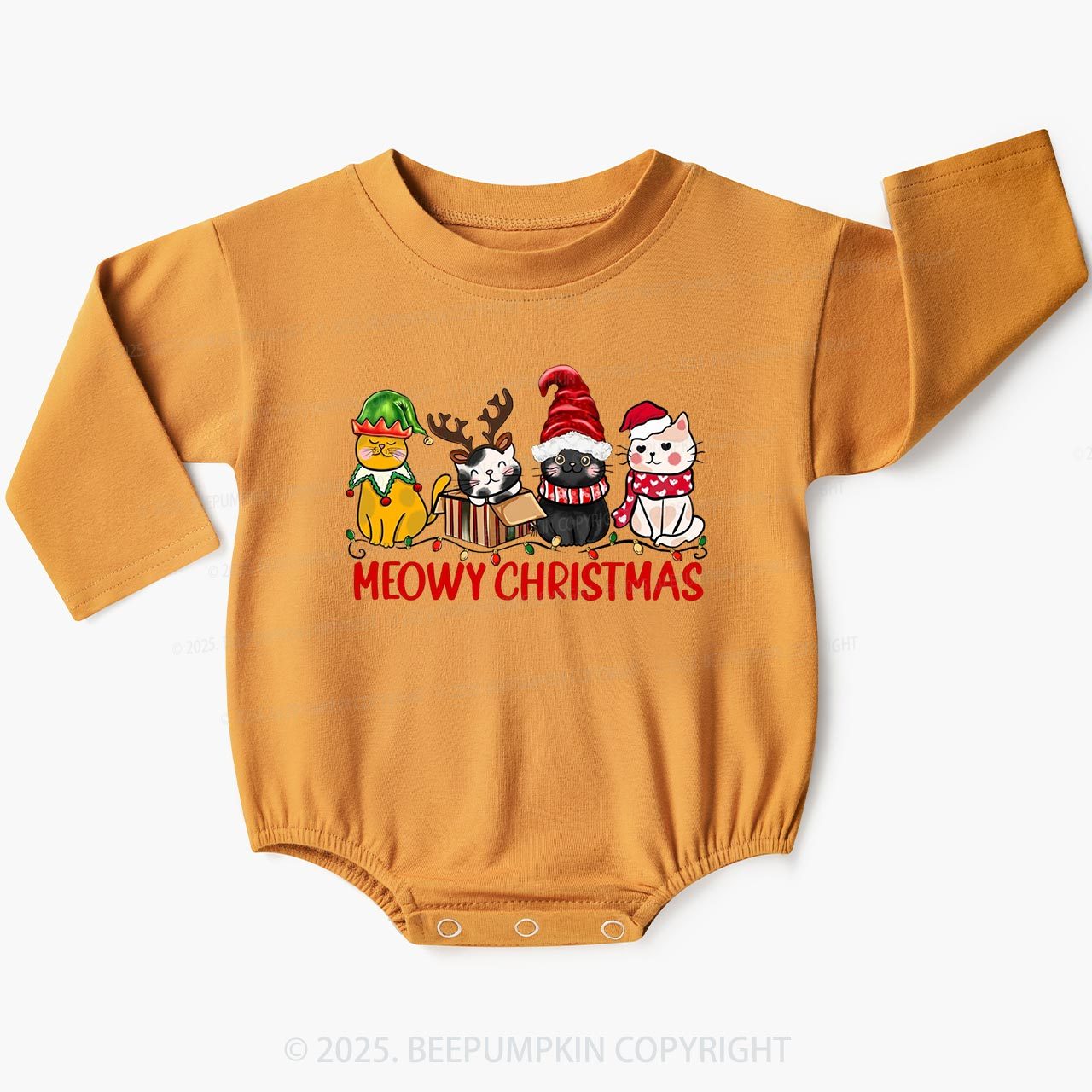 Meowy Christmas Baby Bubble Romper Beepumpkin