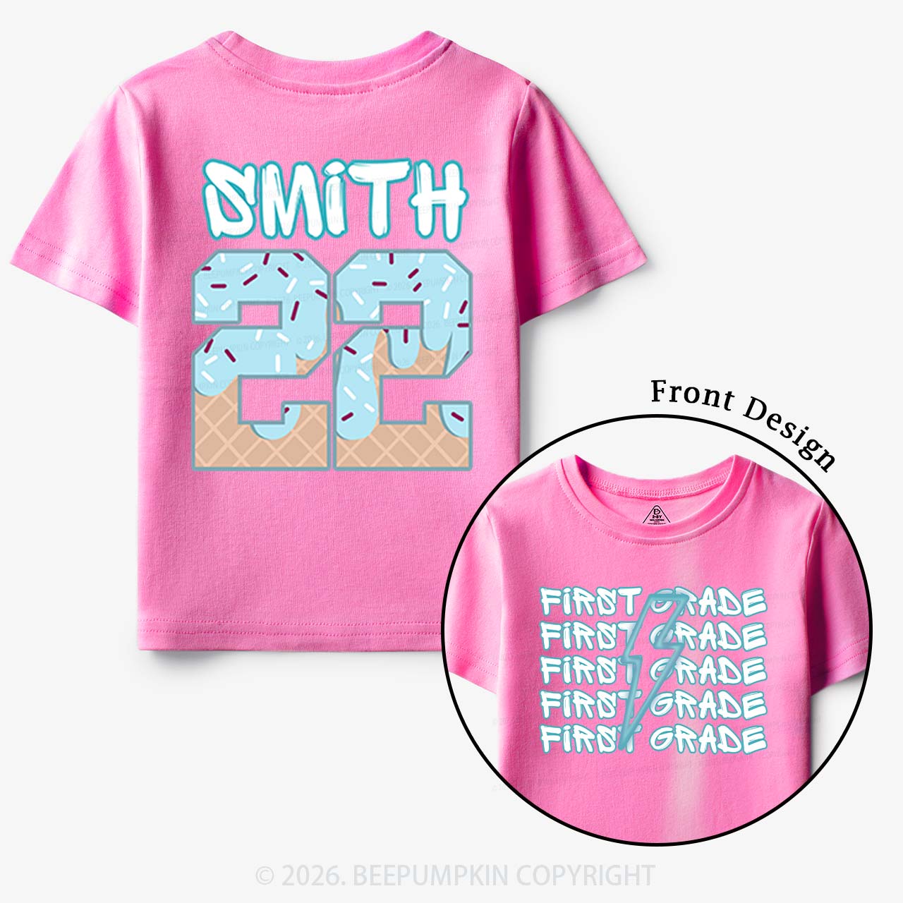 Personalized Blue Lightning Grade Toddler&Kid's Tees Beepumpkin