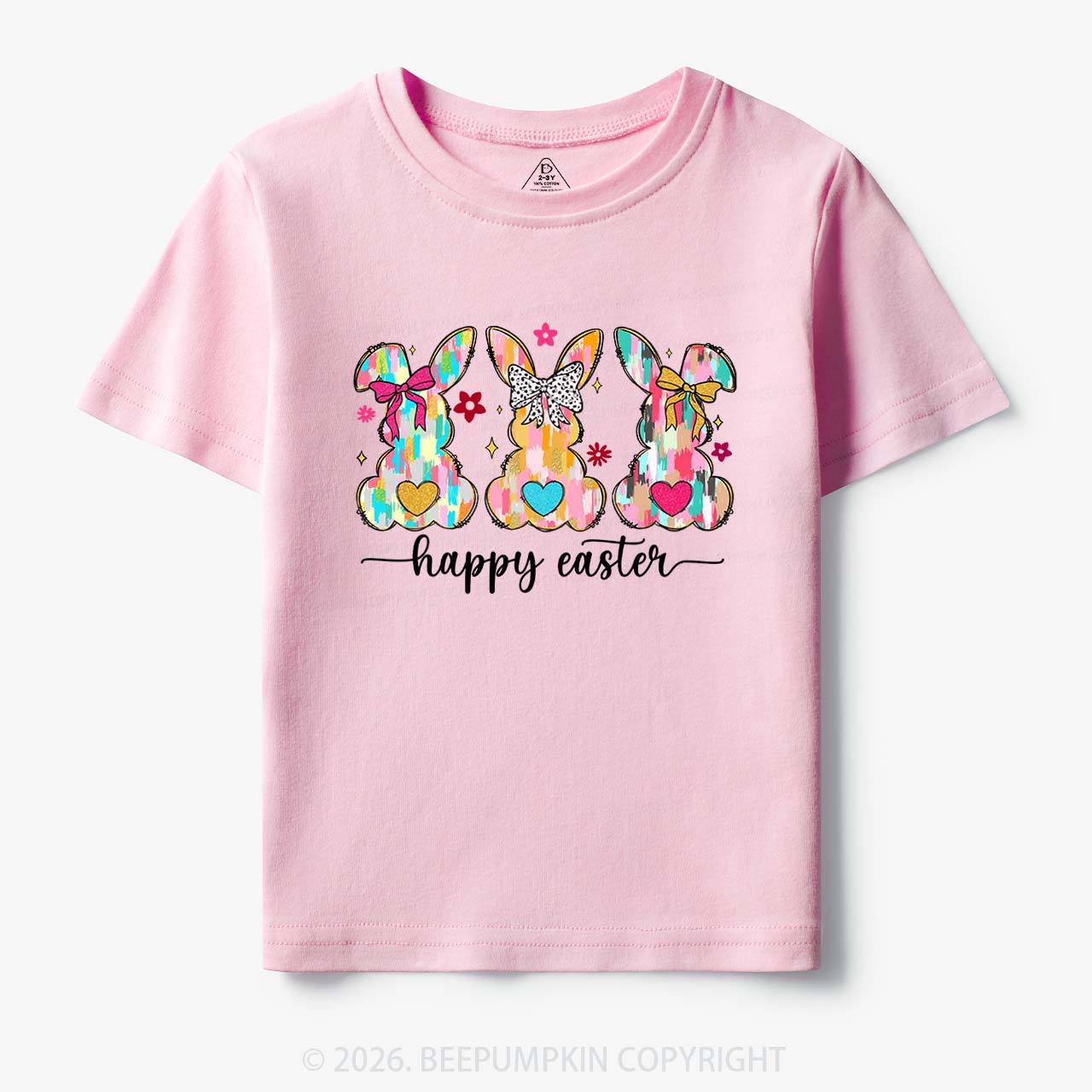 Pastel Brush Happy Easter Bunnie Toddler&Kid's Tees